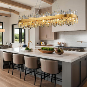 Luxury Gold 2-Tier Rectangular Crystal Chandelier 52" L Dining