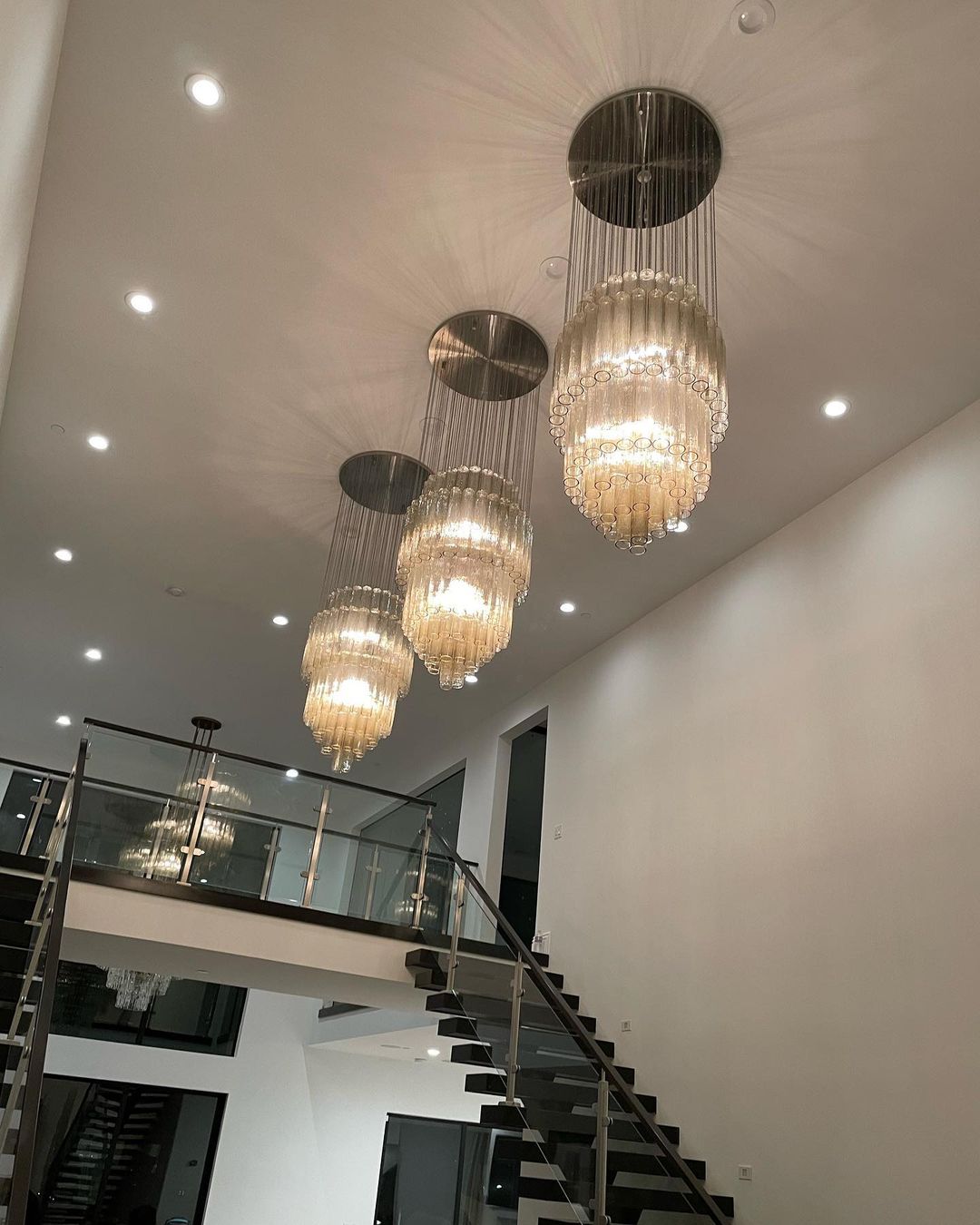 Luxury Italian Style Tubular Glass Chandelier With Chrome Finish