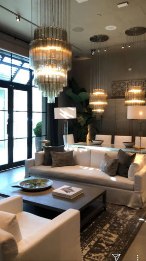 Luxury Italian Style Tubular Glass Chandelier With Chrome Finish