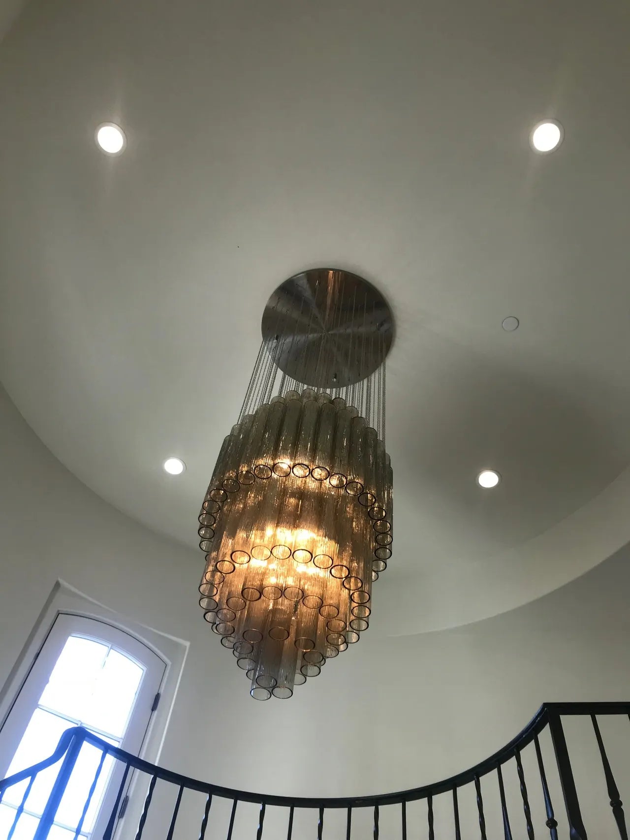 Luxury Italian Style Tubular Glass Chandelier With Chrome Finish
