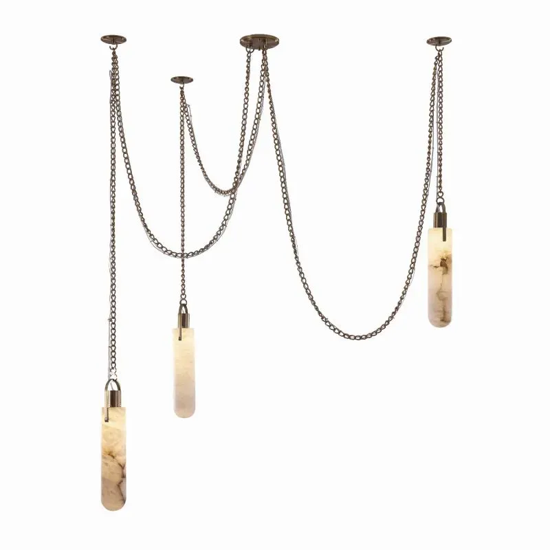 LUXURY MODERN ALABASTER FLINT 5 LIGHT LED MULTI-DROP PENDANT