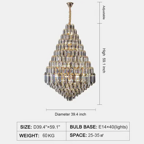 Luxury Multi-tiered Honeycomb Crystal Chandelier for High-ceiling
