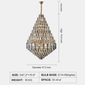 Luxury Multi-tiered Honeycomb Crystal Chandelier for High-ceiling