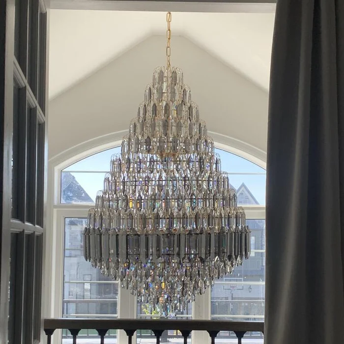 Luxury Multi-tiered Honeycomb Crystal Chandelier for High-ceiling