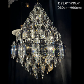 Luxury Multi-tiered Honeycomb Crystal Chandelier for High-ceiling