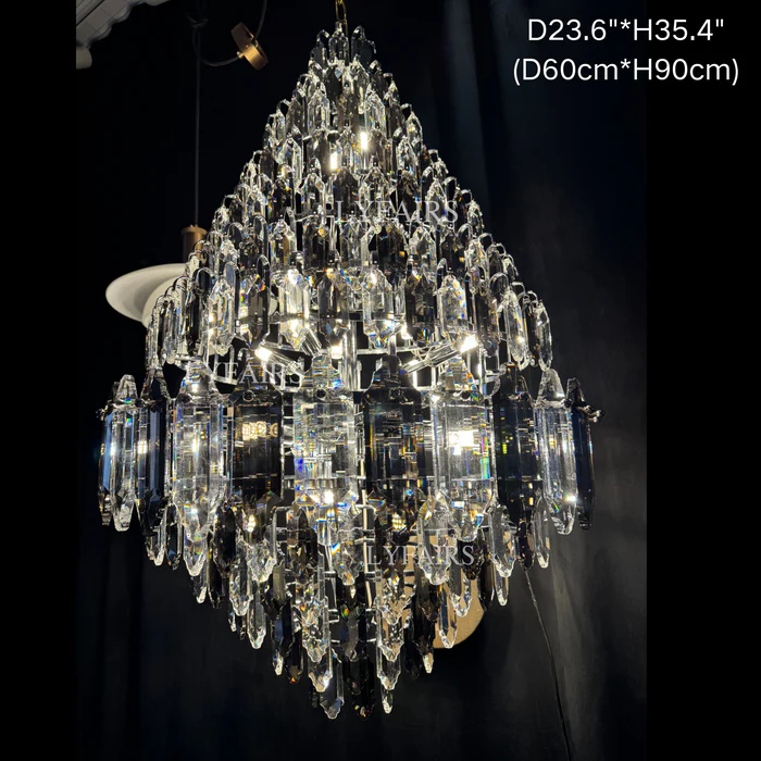 Luxury Multi-tiered Honeycomb Crystal Chandelier for High-ceiling