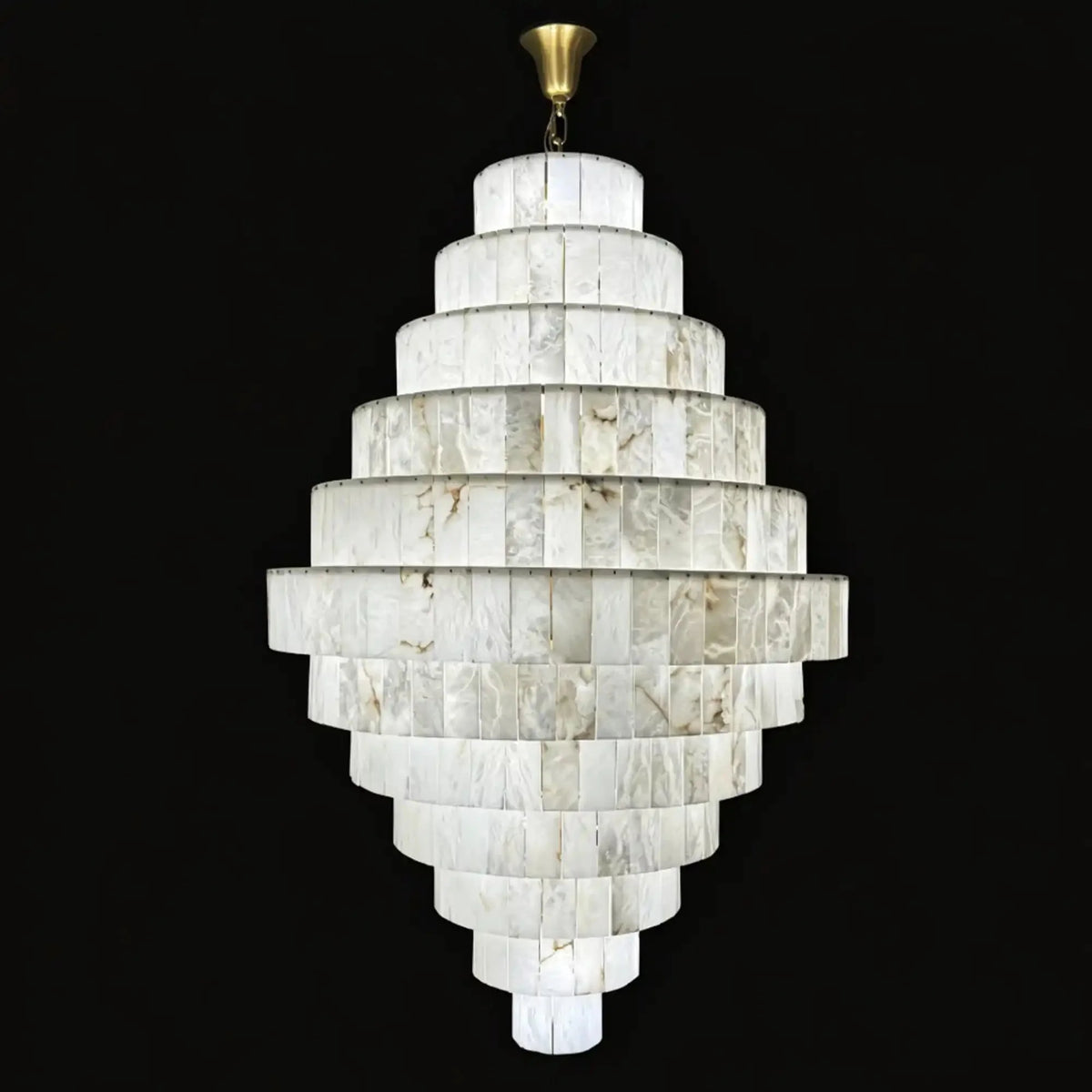 Luxury Sculpted Pyramid-Tier Alabaster Chandelier for High Ceiling - D48.03"*H44.09"(D122cm*H112cm)/85kgWarm Light 3000KBlushlighting