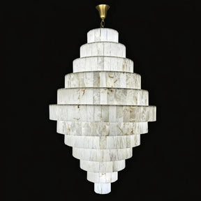 Luxury Sculpted Pyramid-Tier Alabaster Chandelier for High Ceiling - D48.03"*H44.09"(D122cm*H112cm)/85kgWarm Light 3000KBlushlighting