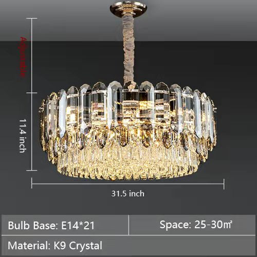 Luxury Smoke Gray  K9 Crystal Chandeliers for Dining Room/Living Room