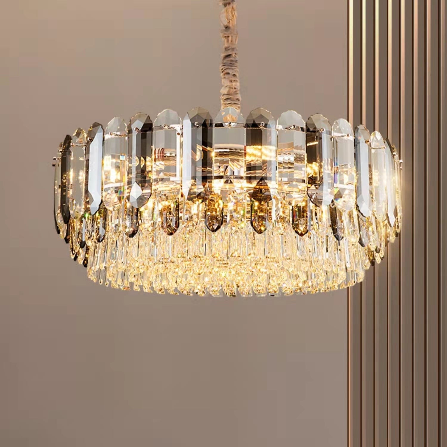 Luxury Smoke Gray  K9 Crystal Chandeliers for Dining Room/Living Room