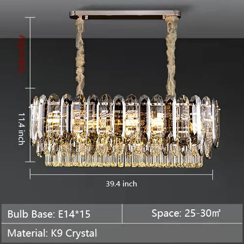 Luxury Smoke Gray  K9 Crystal Chandeliers for Dining Room/Living Room