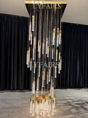 Modern Spiral Cylindrical Bubble Crystal Chandelier for High Ceiling