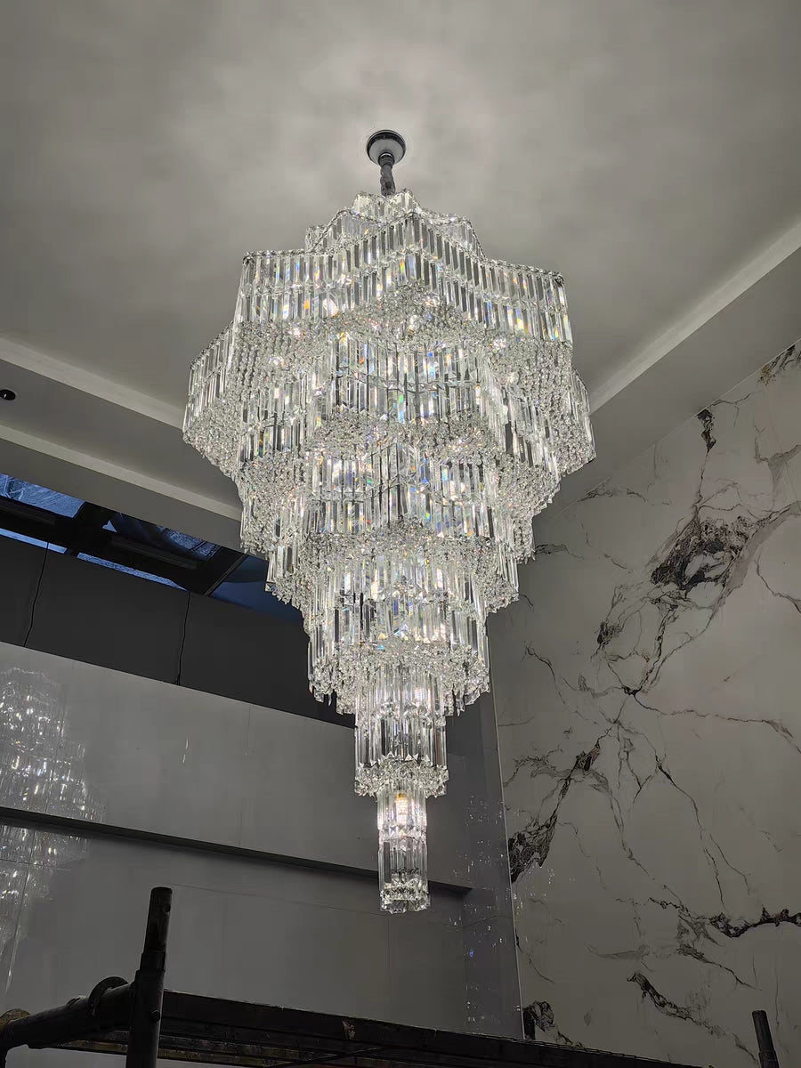Luxury Extra Large Plaza Multi-Tier Crystal Chandelier For Hotel Hall / 2 Story Foyer / High Ceiling Living Room