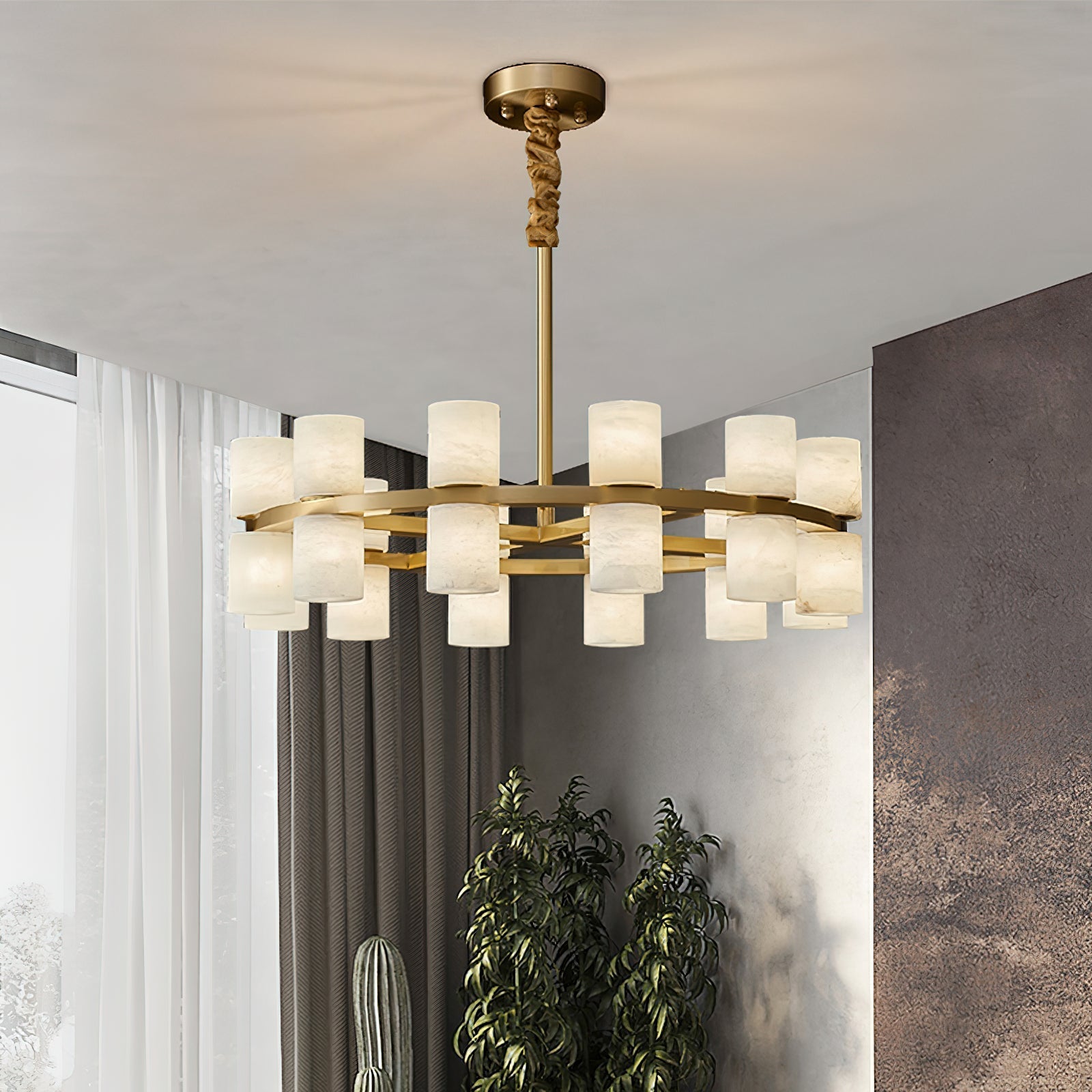 Lysandra Modern Alabaster Round Chandelier