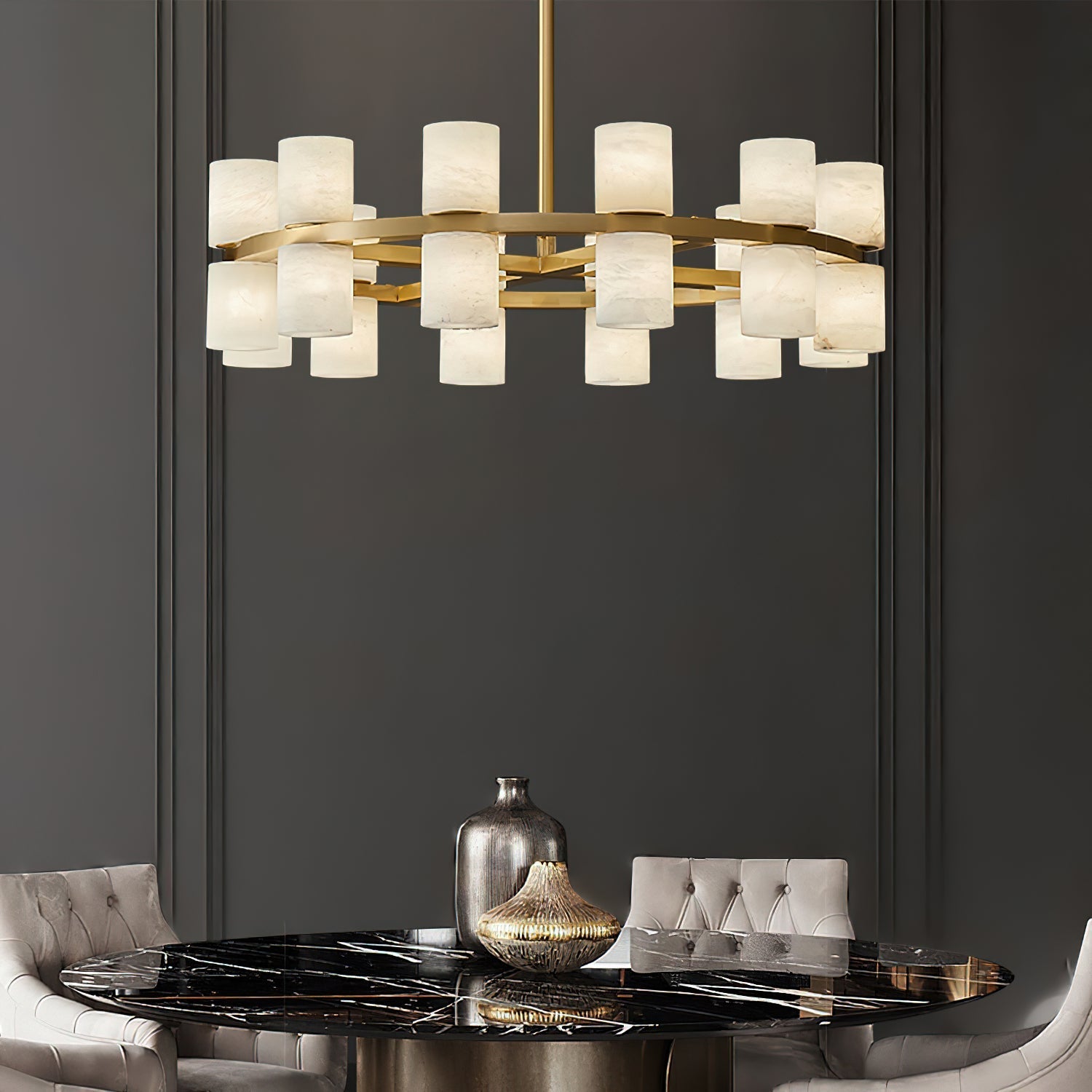Lysandra Modern Alabaster Round Chandelier