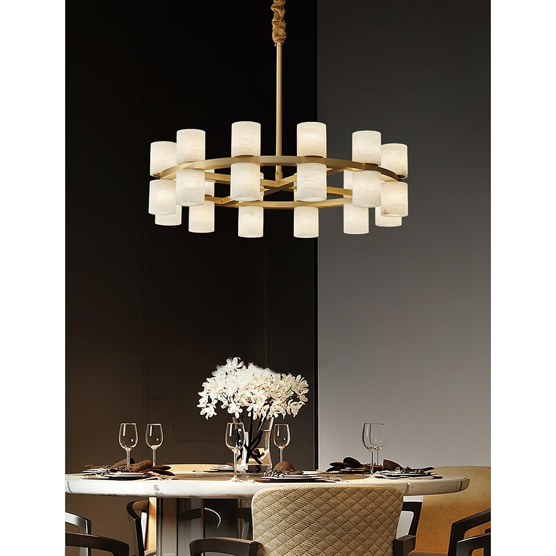 Lysandra Modern Alabaster Round Chandelier