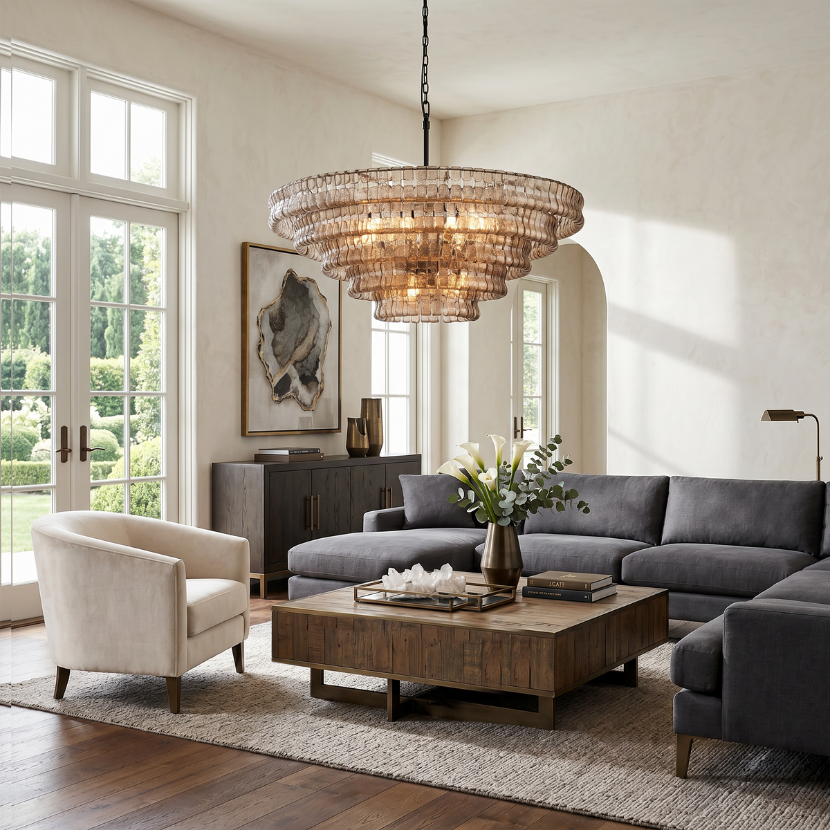 Ghiaccio Round Glass Chandelier