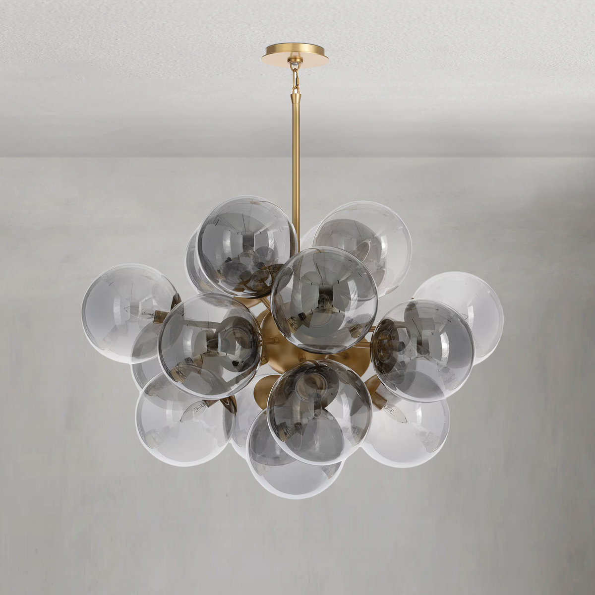 Mandoza Brass Smoked Glass Chandelier