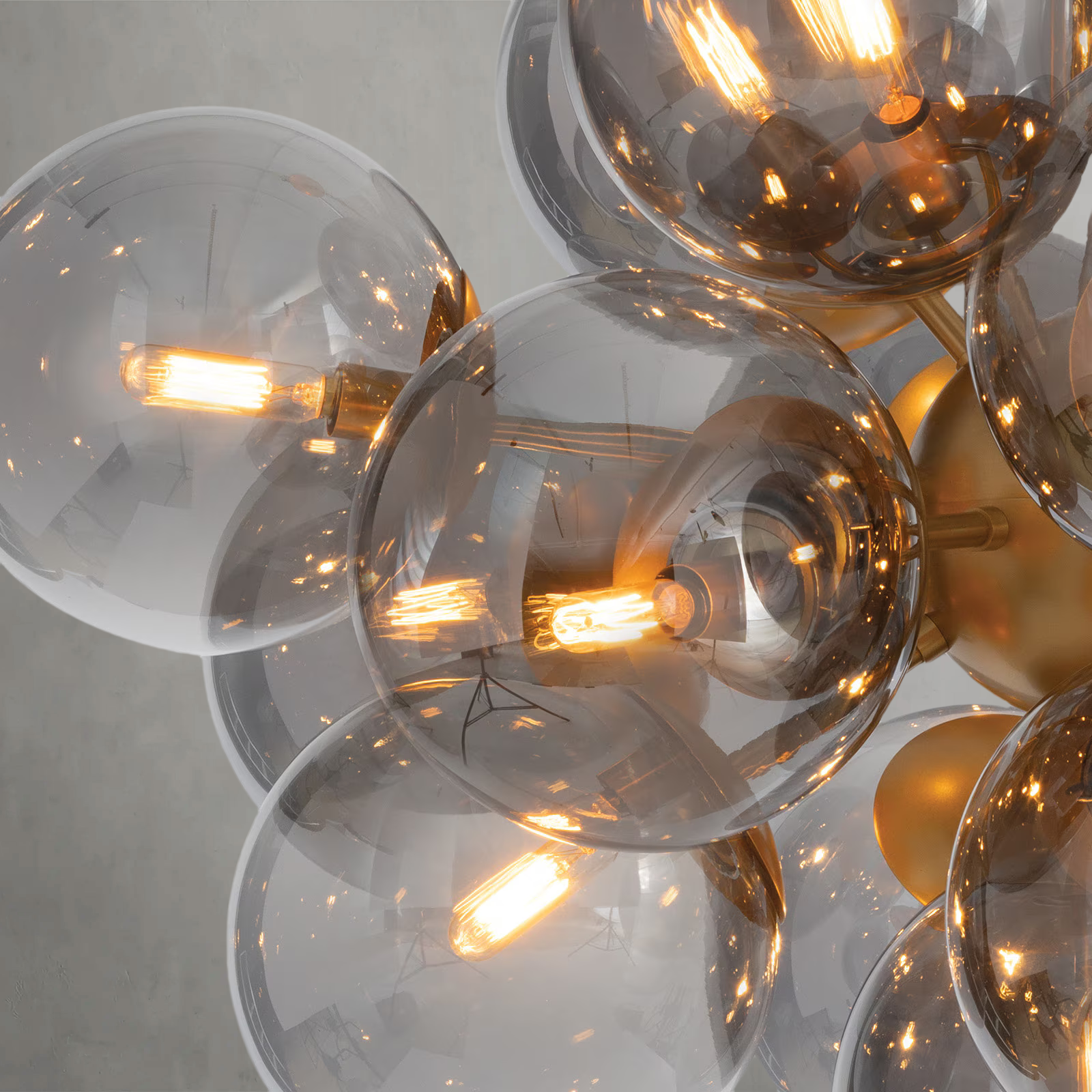 Mandoza Brass Smoked Glass Chandelier