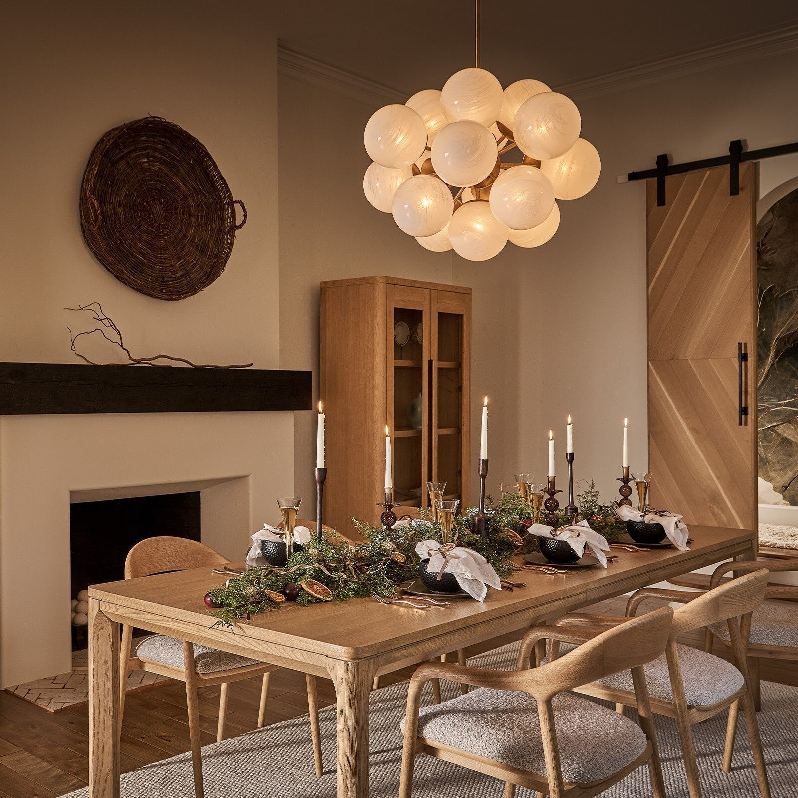 Mandoza Nickel Glass Chandelier