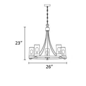 Matte Black/ Chrome Farmhouse Chandeliers 5-Light Wagon Wheel North American Traditional Patio Ceiling Lights