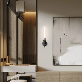 Matte Black Twining 1-Light Dimmable Luxury Flush Mounted Wall Sconce