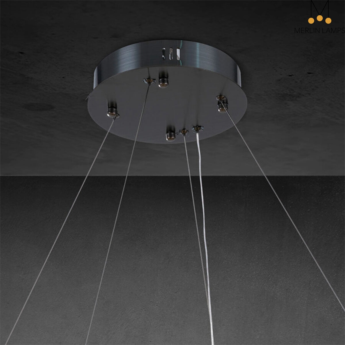 Maurice 2-Tier Round Calcite Halo Chandelier 60" Modern Alabaster Chandelier