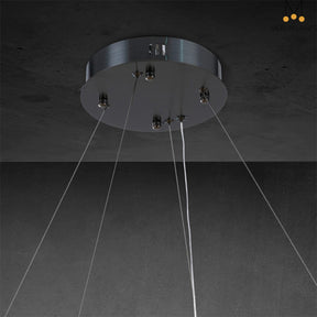 Maurice 2-Tier Round Calcite Halo Chandelier 60" Modern Alabaster Chandelier