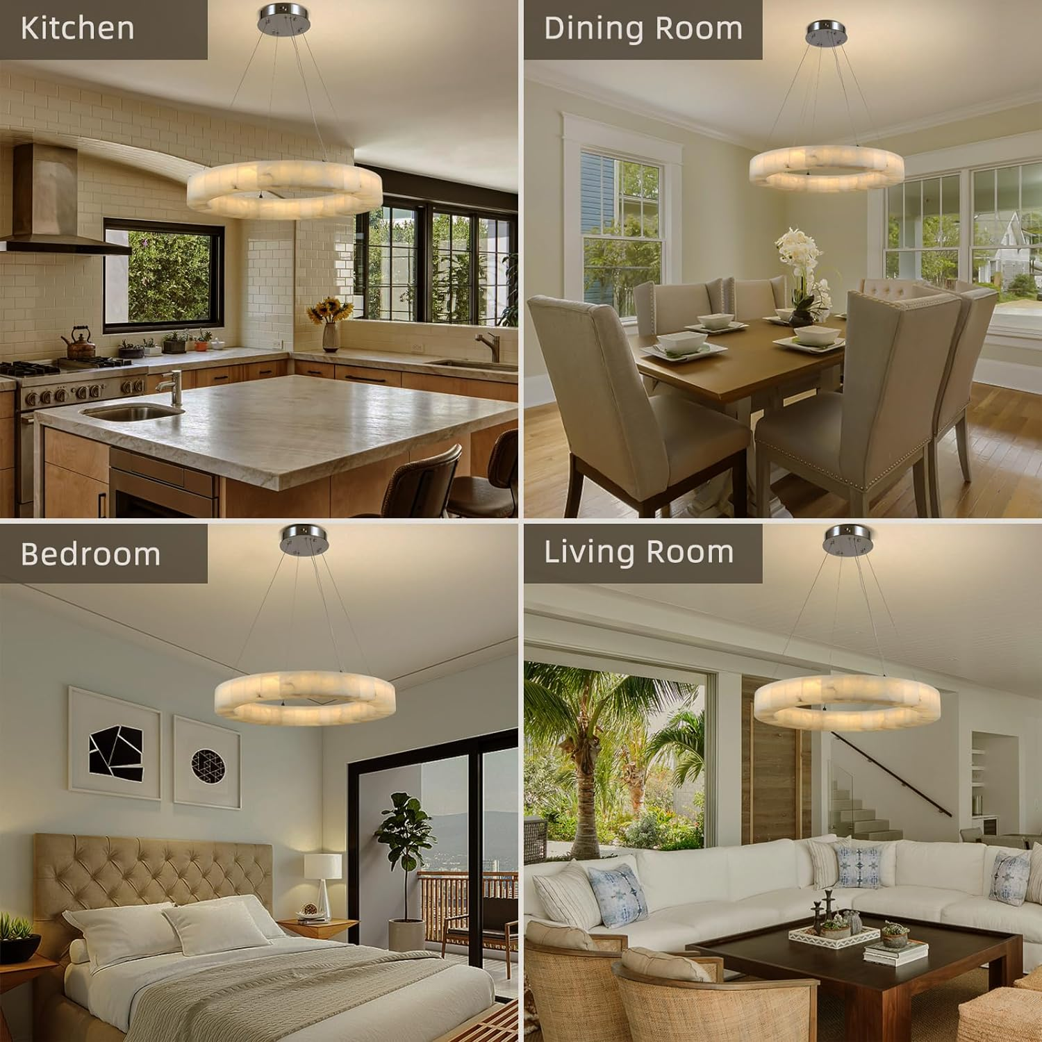 Maurice Alabaster Round Chandelier