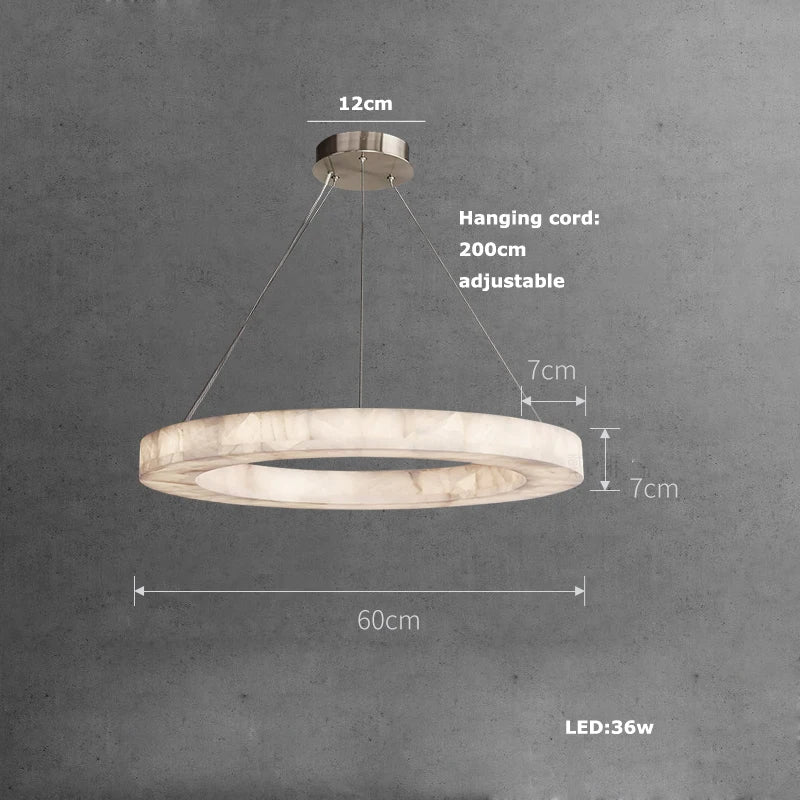 Maurice Modern Alabaster Halo Round Chandelier 31" 40" 60"
