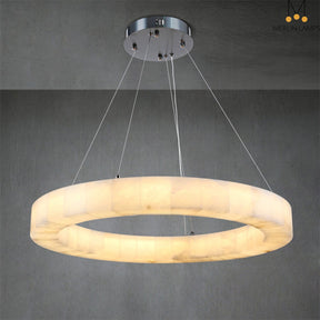 Maurice Modern Alabaster Halo Round Chandelier 31" 40" 60"