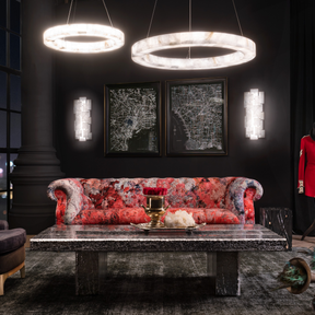 Maurice Modern Alabaster Halo Round Chandelier 31" 40" 60"