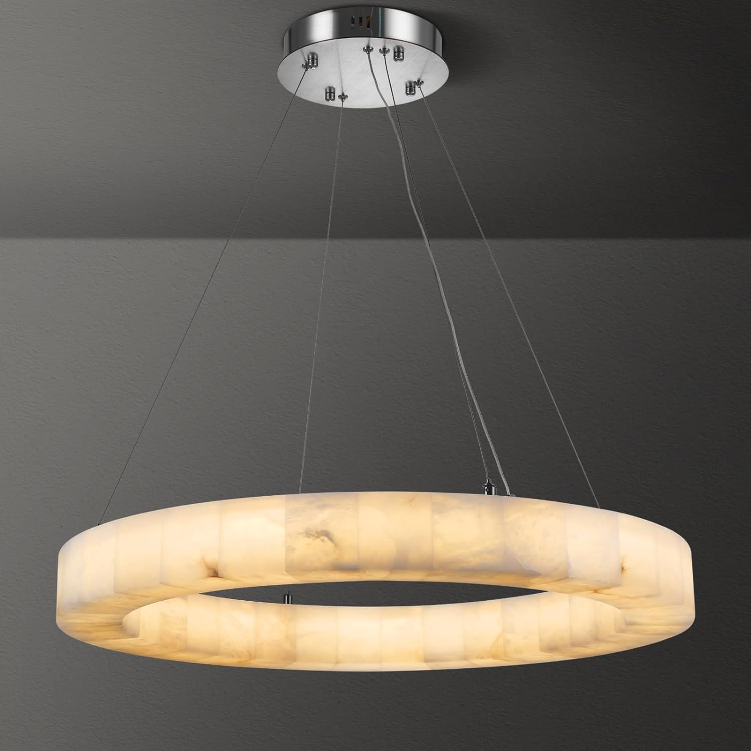 Maurice Modern Alabaster Halo Round Chandelier 31" 40" 60"