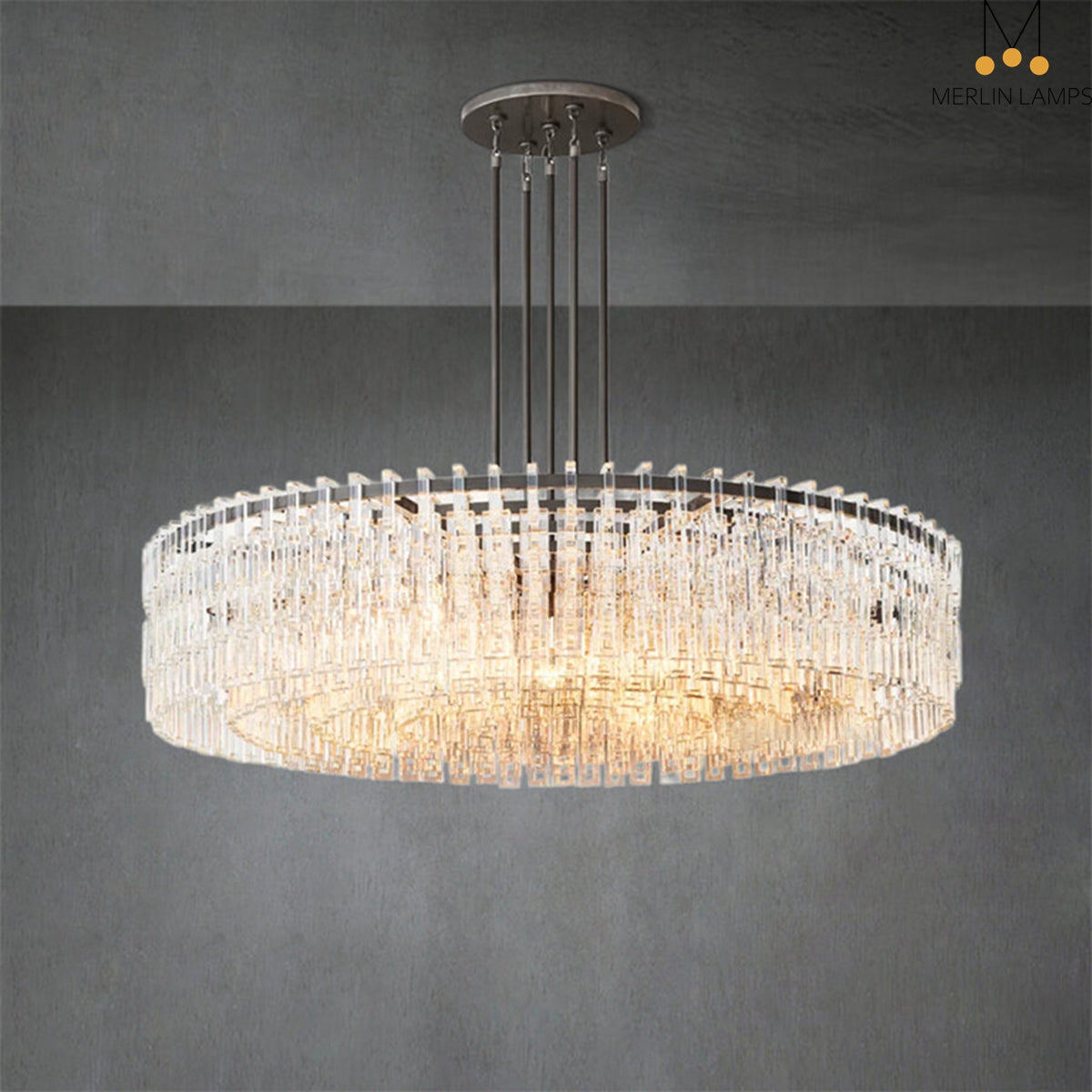 Melody K9 Crystal Round Chandelir for Living Room Bedroom, Kitchen Island