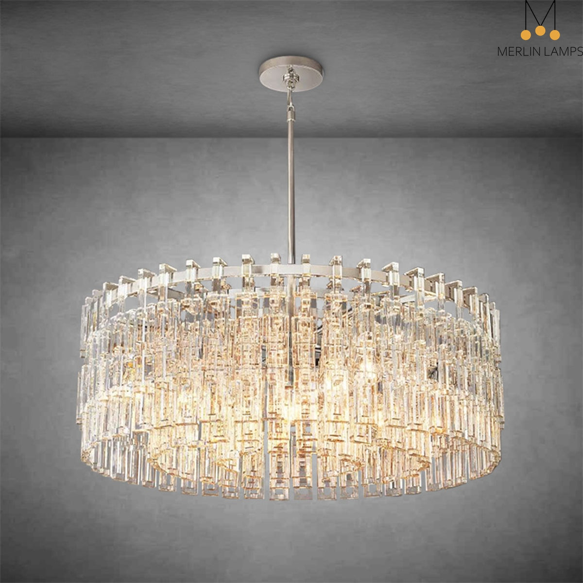 Melody K9 Crystal Round Chandelir for Living Room Bedroom, Kitchen Island