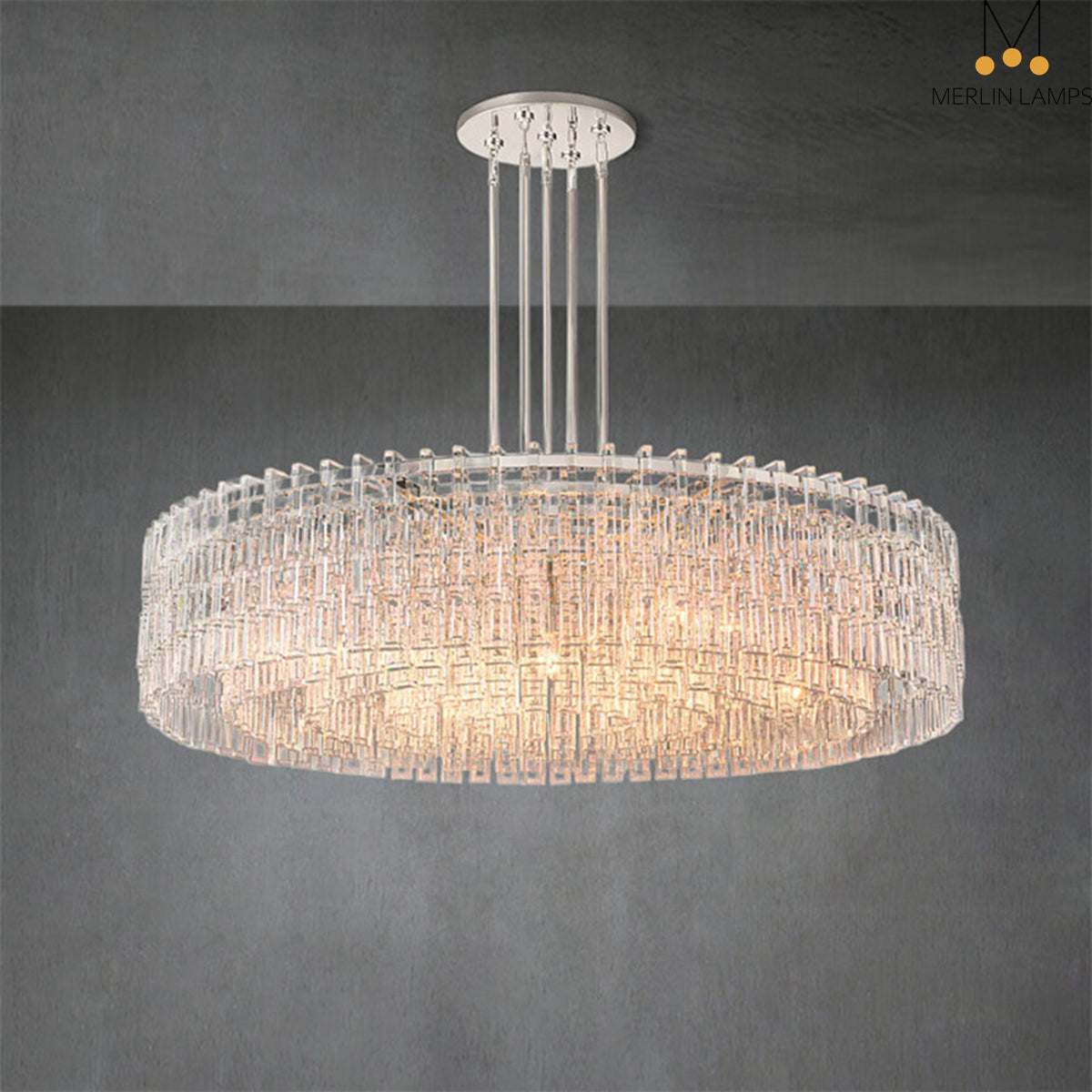 Melody K9 Crystal Round Chandelir for Living Room Bedroom, Kitchen Island