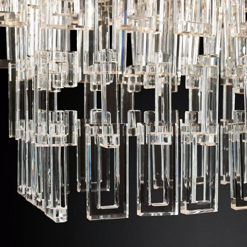 Melody K9 Crystal Tiered Rectangular Chandelir for Living Room Bedroom, Kitchen Island
