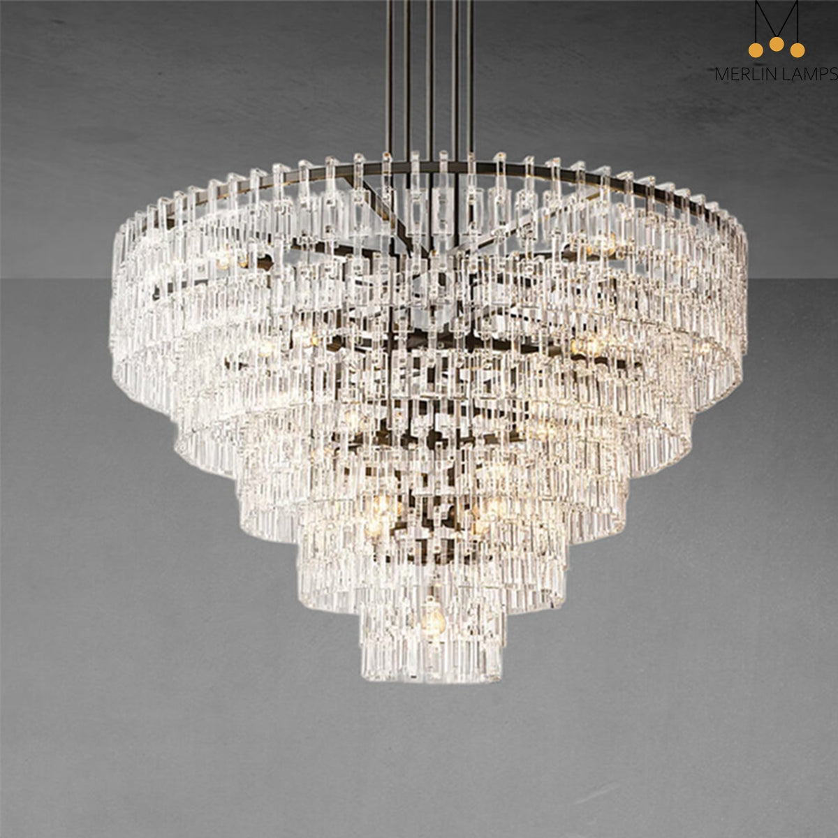 Melody K9 Crystal Tiered Round Chandelir for Living Room Bedroom, Kitchen Island