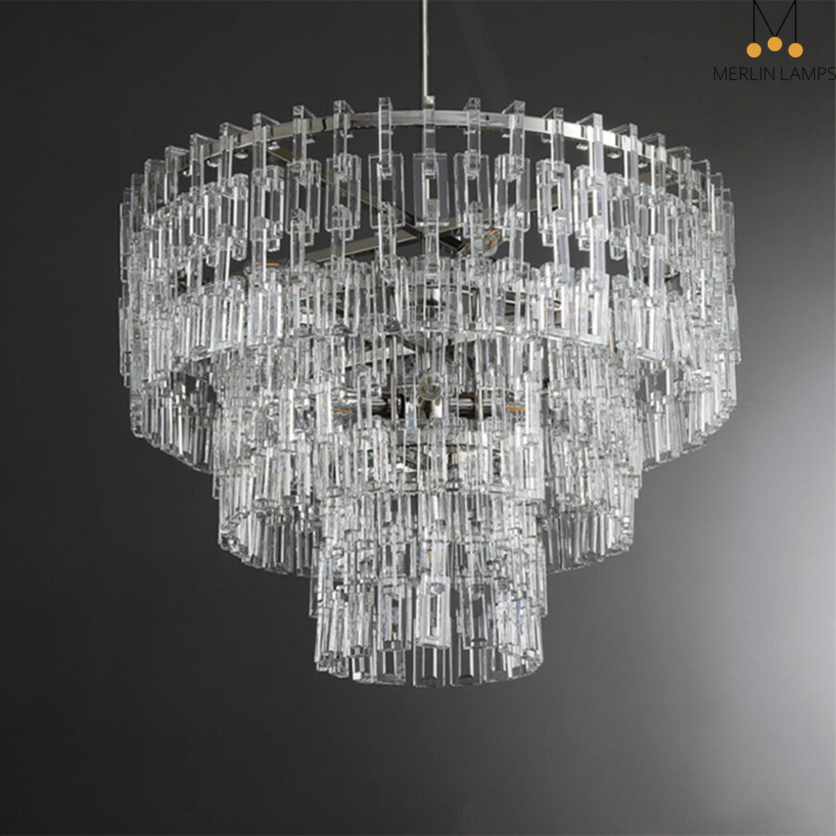 Melody K9 Crystal Tiered Round Chandelir for Living Room Bedroom, Kitchen Island