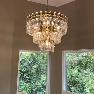 Melody K9 Crystal Tiered Round Chandelir for Living Room Bedroom, Kitchen Island