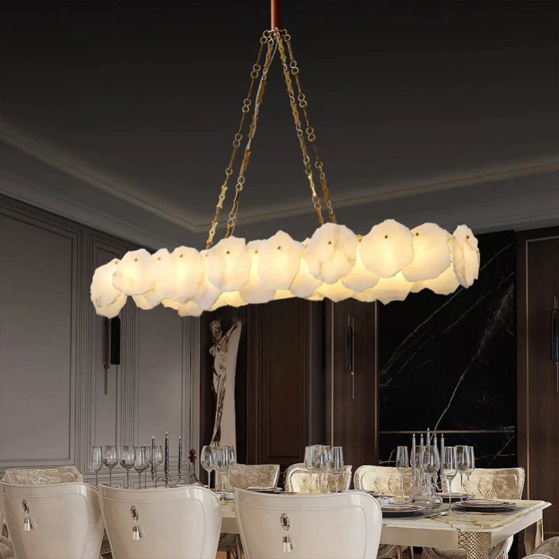 Merlin Alabaster OvalI Chandelier, Dining Room Chandelier
