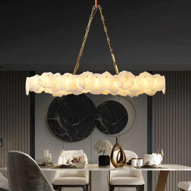 Merlin Alabaster OvalI Chandelier, Dining Room Chandelier