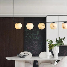 Merlin Amaris Alabaster Global Kitchen Island Pendant 5 Lights