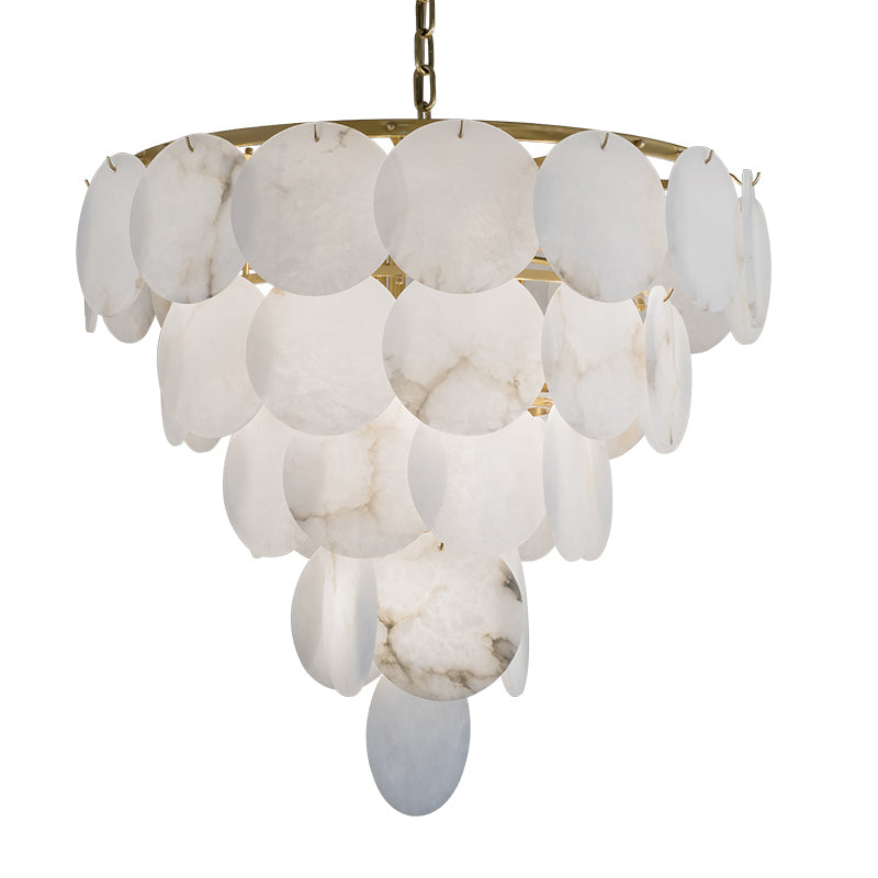 Merlin Aurora Round Chandelier Alabaster for Living Room Dining Table