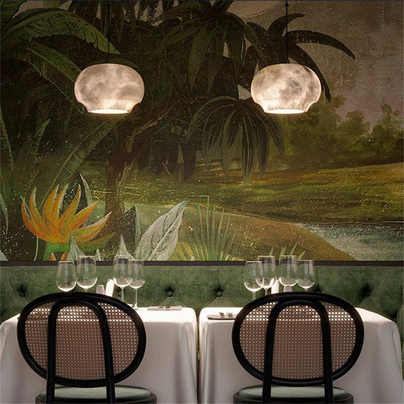 Merlin Celina Alabaster Dome Pendant Lighting Fixture, Dining Pendant Light