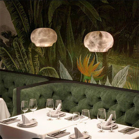 Merlin Celina Alabaster Dome Pendant Lighting Fixture, Dining Pendant Light