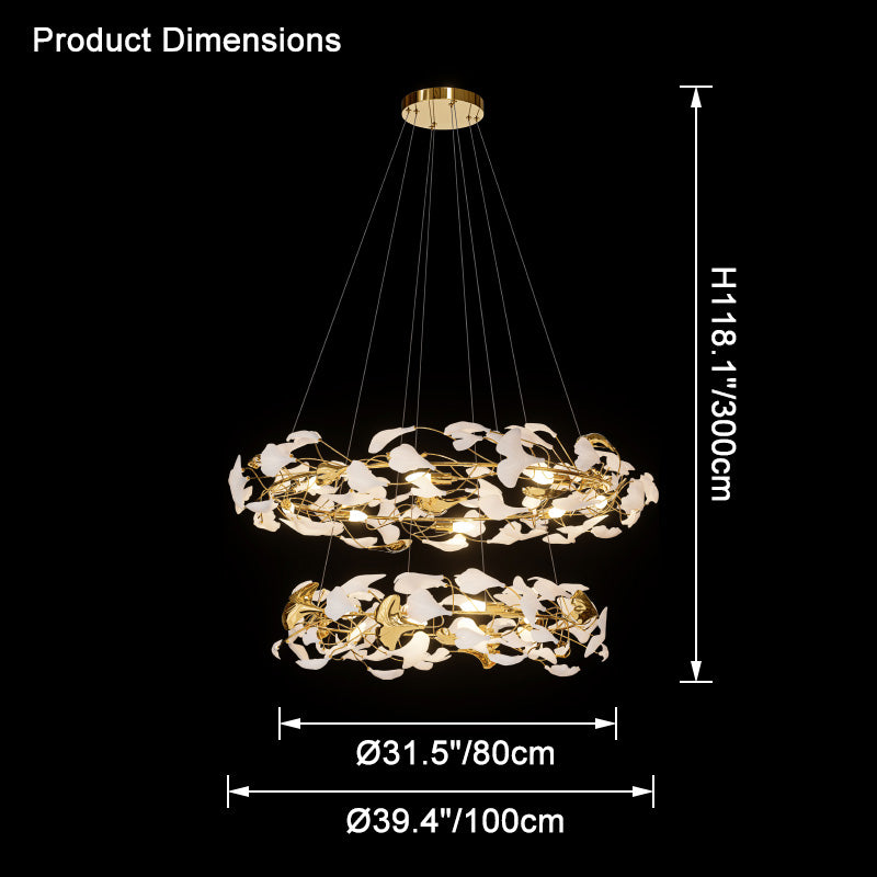 Merlin Circular Tiered Gingko Chandelier
