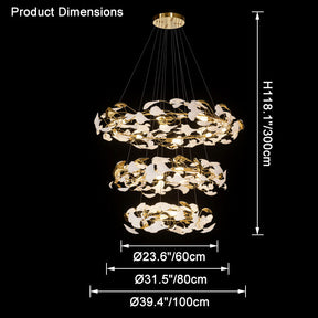 Merlin Circular Tiered Gingko Chandelier