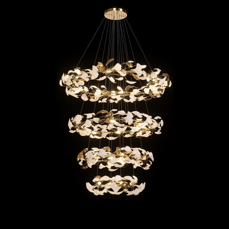 Merlin Circular Tiered Gingko Chandelier