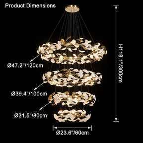 Merlin Circular Tiered Gingko Chandelier